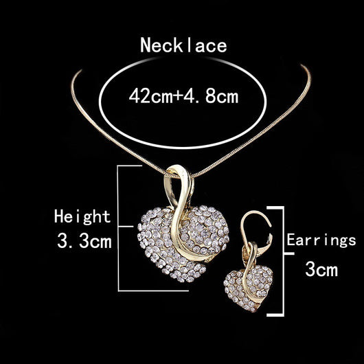 Aretes y Collar de Circonita en Forma de Corazón - Image 13