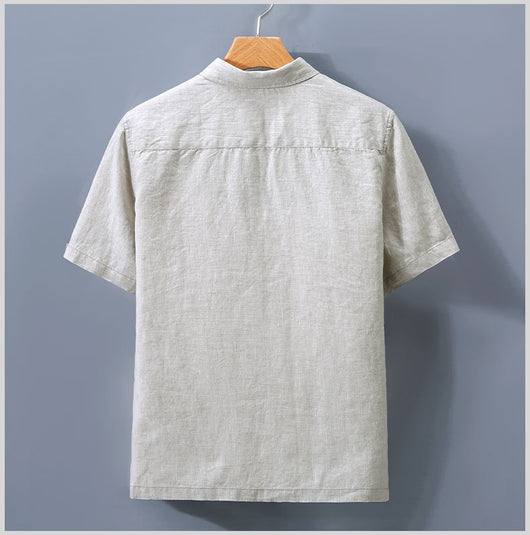 Camisa de Lino Puro para Hombre con Cuello Italiano - Image 12