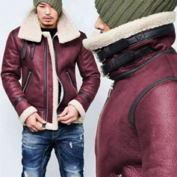 Chaqueta de Cuero para Hombre Estilo Aviador Cálida y Versátil
