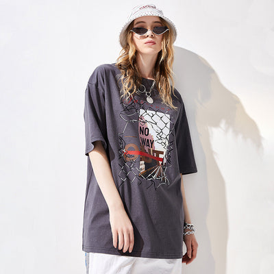 Camiseta Estampada Manga Corta Suelta Algodón Casual Estilo Europeo - Image 7