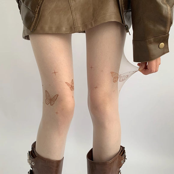 Meias-calças Borboleta com Estilo Feminino e Personalidade Fashion