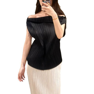 Blusa Plisada sin Mangas Cuello V - Cómoda y Versátil - Image 4