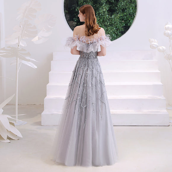 Vestido Elegante de Hombro Descubierto para Dama