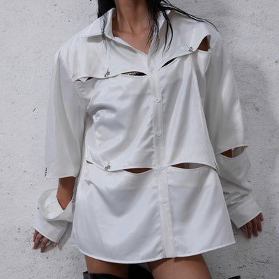 Camisa Oversized con Hombros Acolchados y Detalles Calados - Image 2