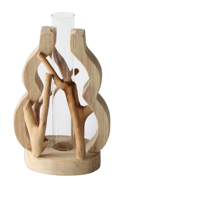 Jarrón de Madera Maciza Artesanal con Diseño de Paisaje - Image 3