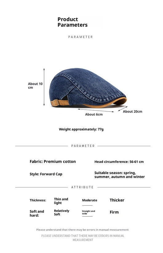 Boina Denim Desteñida para Hombre con Contraste de Colores - Image 7