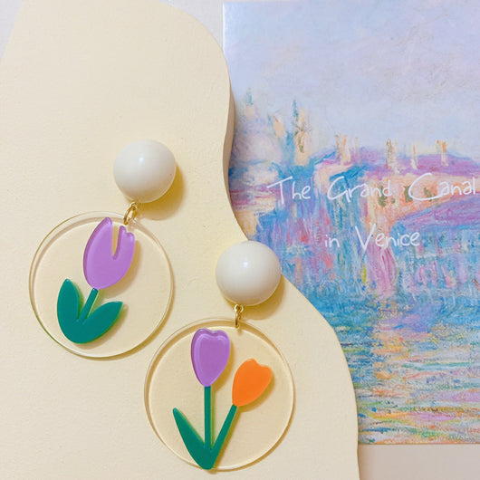 Aretes de Acrílico Tulipán Niña - Flores Coloridas - Image 10