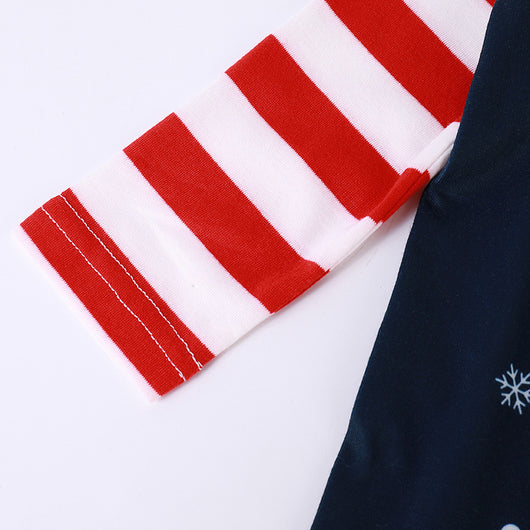 Santa Printed Parent-child Homewear, a two-piece pajama set with a Santa Claus graphic and red and white stripes. - Image 18
