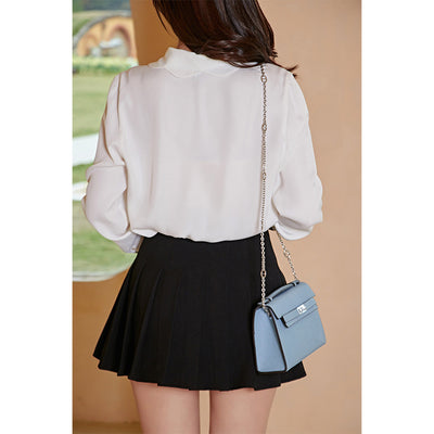 Blusa Elegante con Cuello Diseñador y Lazo Manga Larga - Image 3