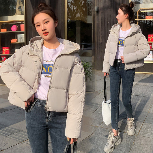 Chaqueta Corta Acolchada con Capucha para Mujer - Estilo Casual