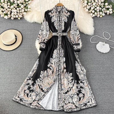 Vestido Hada Estampado con Cuello Solapa y Mangas Abullonadas - Image 8