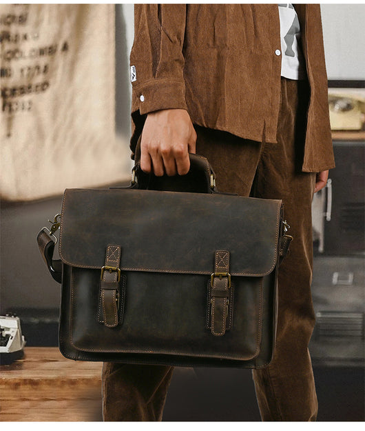 Bolso Crossbody para Laptop de Cuero Premium con Asa Simple - Image 9