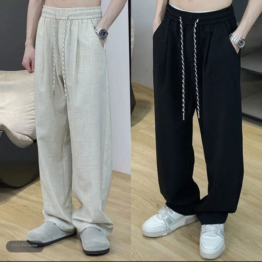 Pantalones Lisos de Lino Ice Silk Estilo Americano para Hombre - Image 2