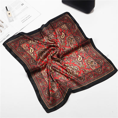 Pañuelo de Seda Satinado Turbante Bohemio Cuadrado para Mujer - Image 8