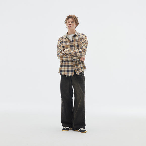 Camisa de Cuadros Vintage con Textura Brushed