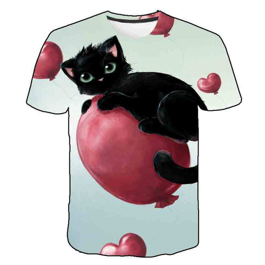 Playera de Verano para Niños Estampado Gatito Coreano - Image 58