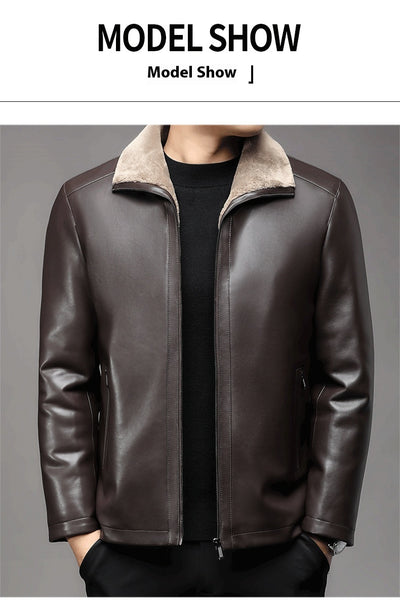 Abrigo de Cuero Premium con Cuello de Piel y Forro Polar Térmico - Image 26