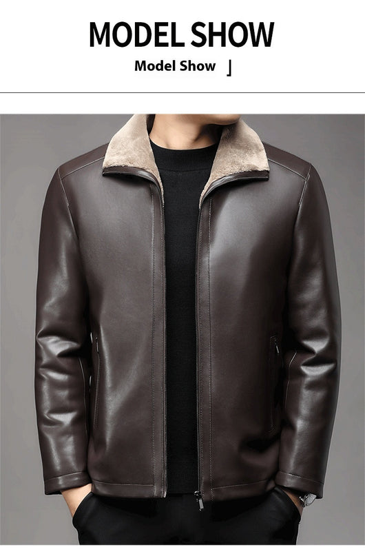 Abrigo de Cuero Premium con Cuello de Piel y Forro Polar Térmico - Image 26