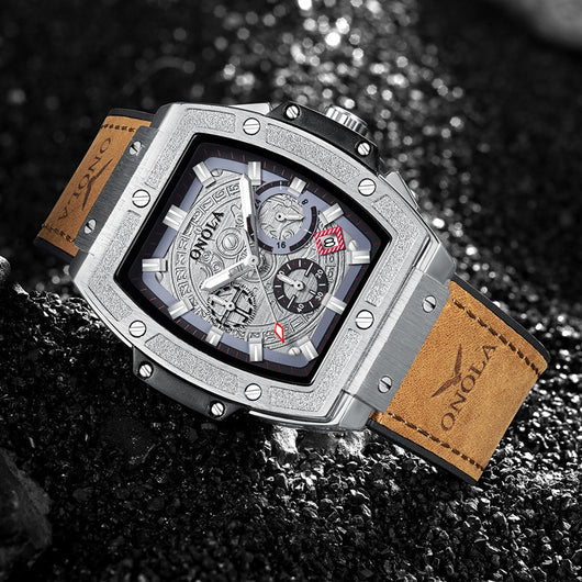 Reloj Multifuncional para Hombre con Correa de Cuero Genuino Resistente al Agua - Image 13