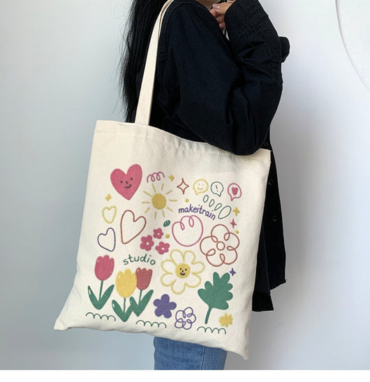 Bolsa de Lona Grande con Estampados Adorables - Capacidad Máxima - Image 9