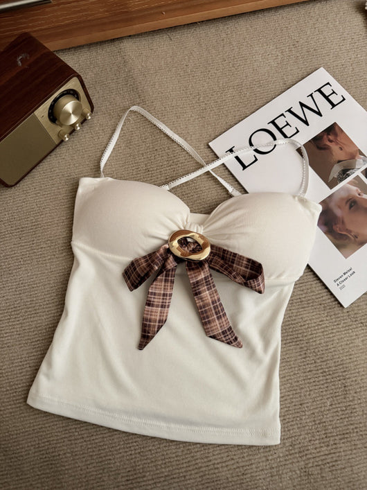 Camiseta Halter Ajustada con Lazo Decorativo para Mujer - Image 20