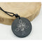 Shungite Sculpted Round Medal Pendant Creative Power Stone Tulip