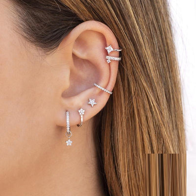 Aretes de Clip en Plata Esterlina con Diamantes Geométricos Premium - Image 3