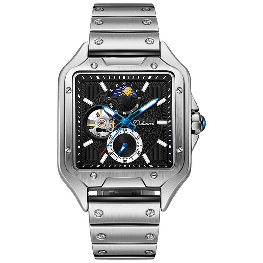 Reloj Mecánico Automático Cuadrado Impermeable con Diseño Calado para Hombre - Image 4