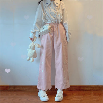 Jeans Rectos Sueltos con Estampado Love Soft Girl - Tendencia Ins - Image 4