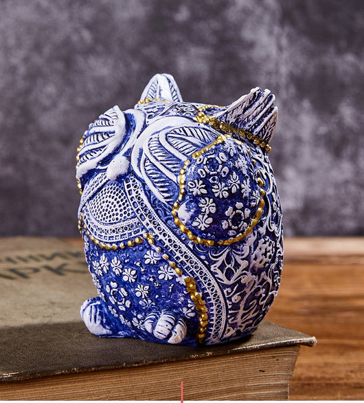 Búho Decorativo Azul y Blanco - Adorno Creativo para el Hogar - Image 18