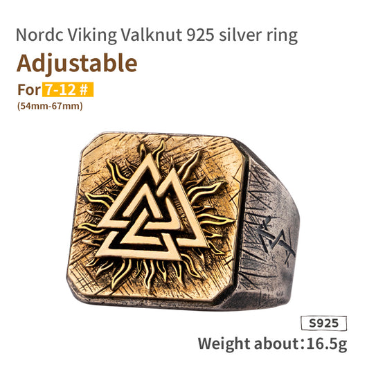 Anillo Viking Nórdico de Plata con Incrustación de Cobre - Image 7