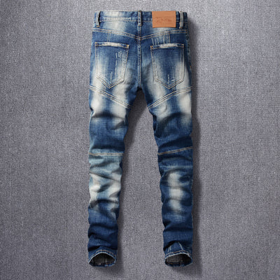 Jeans Slim Vintage Rotos con Parches para Hombre - Image 20