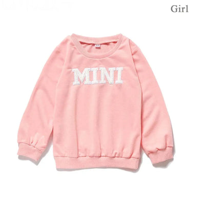 White long-sleeve adult sweater with "MAMA" text and matching child's sweater with "MINI" text. - Image 11