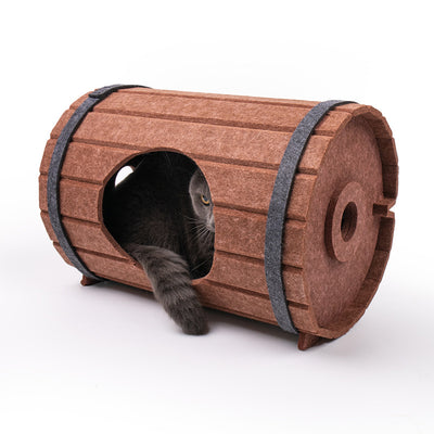 Cama para Mascotas Tipo Barril de Vino con Tablero de Fieltro