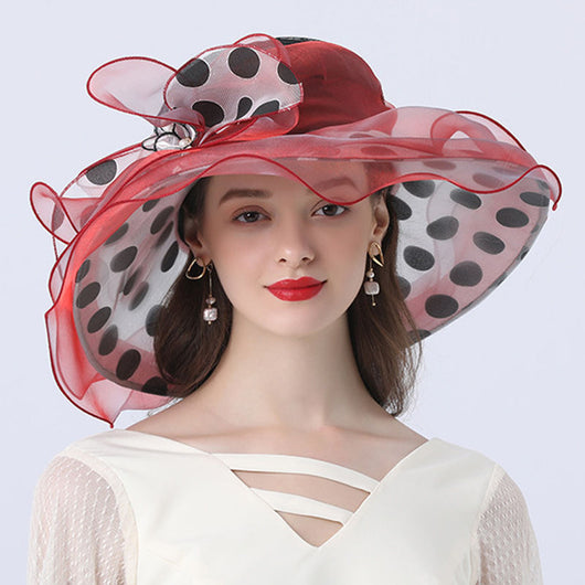 Sombrero de Ala Ancha para Mujer con Lunares - Protección Solar Elegante - Image 12