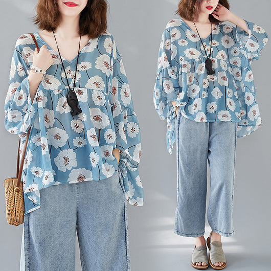 Blusa Suelta de Gasa para Mujer - Camiseta Casual Holgada - Image 8