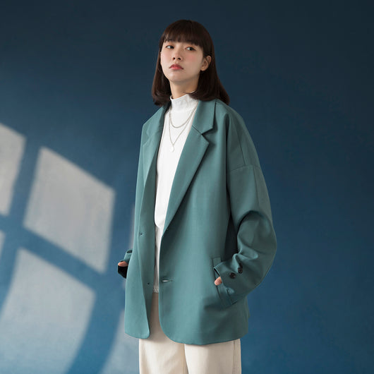 Blazer Azul Suelto Primavera Otoño Diseño Rejuvenecedor para Mujer - Image 8
