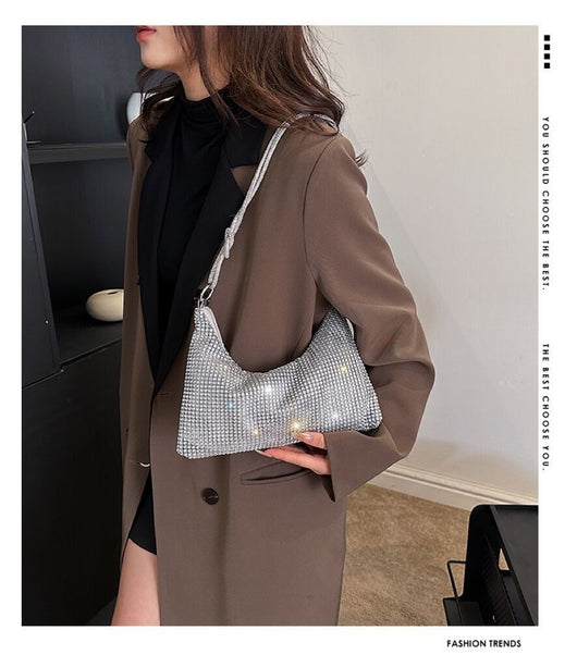 Bolso de Hombro Brillante con Strass y Detalle Anudado - Image 14