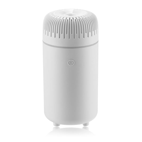 White columnar tabletop water humidifier with a ribbed top and a power button on the front, on a white background. - Image 4