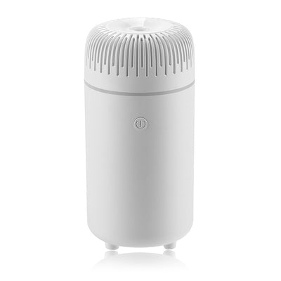 White columnar tabletop water humidifier with a ribbed top and a power button on the front, on a white background. - Image 4