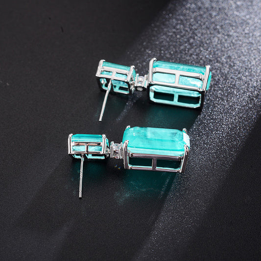 Aretes Rectangulares de Piedra Azul Marino - Gema de Alta Calidad - Image 2