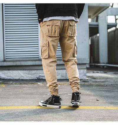 Pantalones Overol Hombre Estilo Americano Retro Casual Sueltos Cortos con Bolsillos Múltiples - Image 10