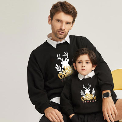 Family matching white long-sleeve crew neck tops with a cute snowman face print, featuring black eyes, an orange carrot nose, and a dotted smile. One adult top - Image 18