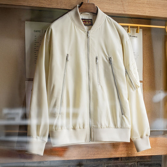 Chaqueta Piloto Blanca Casual de Nylon Ligero Estilo Béisbol - Image 2