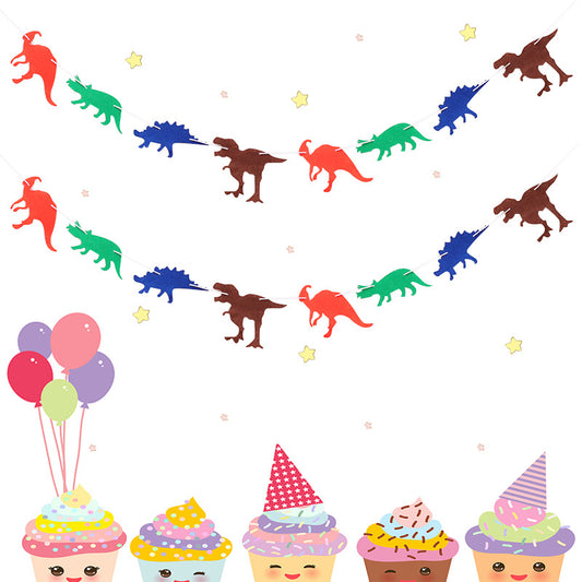 Banderín Decorativo Tejido Tema Dinosaurios para Fiestas de Cumpleaños