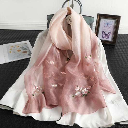 Pashmina de Seda y Lana con Bordado Degradado - Protección Solar - Image 5