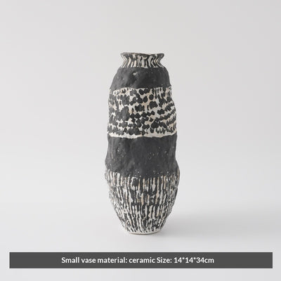 Florero de Cerámica Pintado a Mano Estilo Wabi-sabi Negro - Image 15