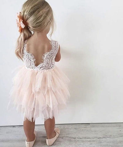 Vestido Princesa Niña Encaje Manga Larga Blanco Irregular Otoño Invierno - Image 22