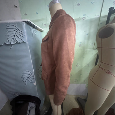 Chaqueta Camisa Retro de Gamuza Marrón con Bolsillos Múltiples y Solapa - Image 4