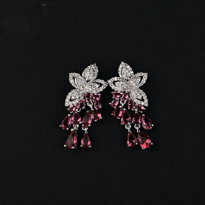 Aretes de Circón Flor Pequeña con Borla de Gota - Hipoalergénicos Estilo Coreano - Image 6
